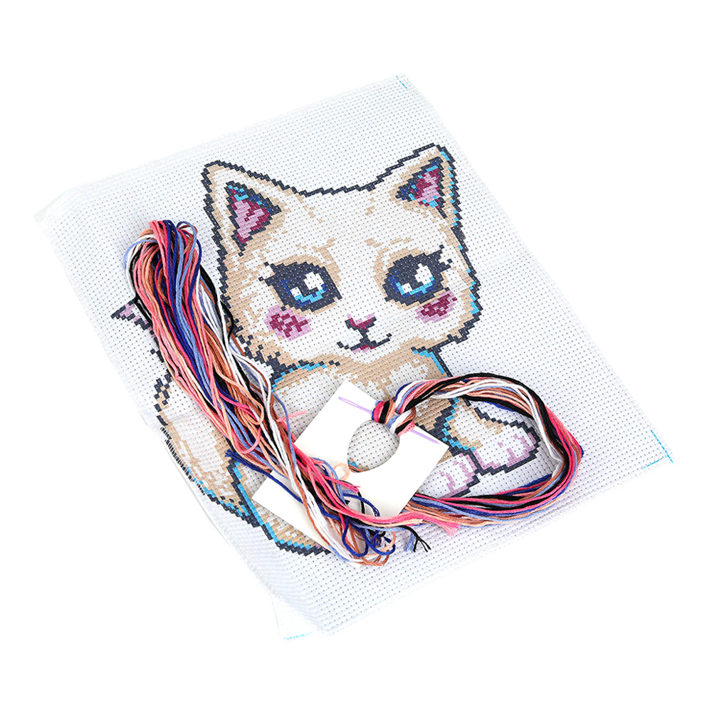 картинка Набор для вышивания MultiArt VSH-122831 вышиваем крестиком, Милая киса, 20*25 см 