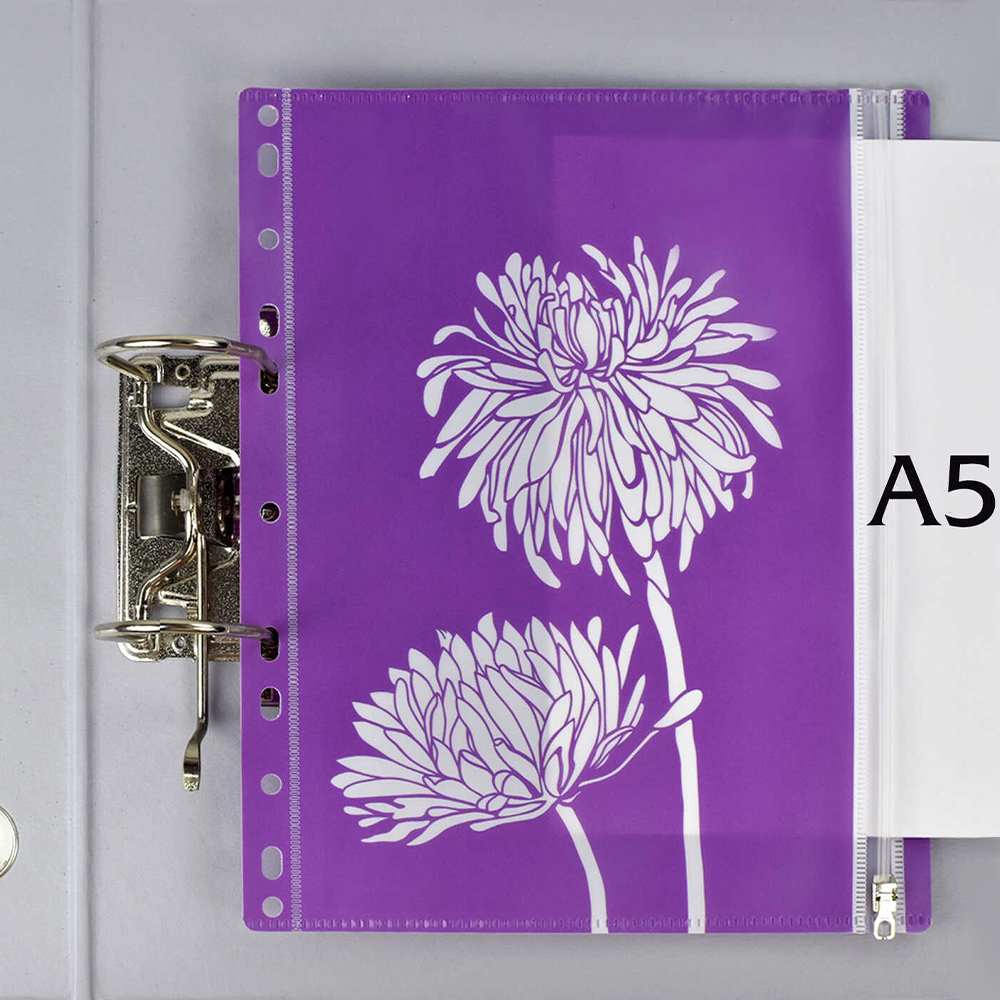 Канцелярская папка Феникс 46707 Цветы, на молнии, А5