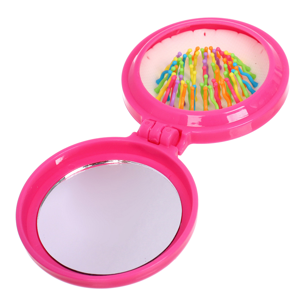 картинка Расческа 456-398 детская Барбариска, с зеркалом, разноцв.зубчики 7см, розовый 