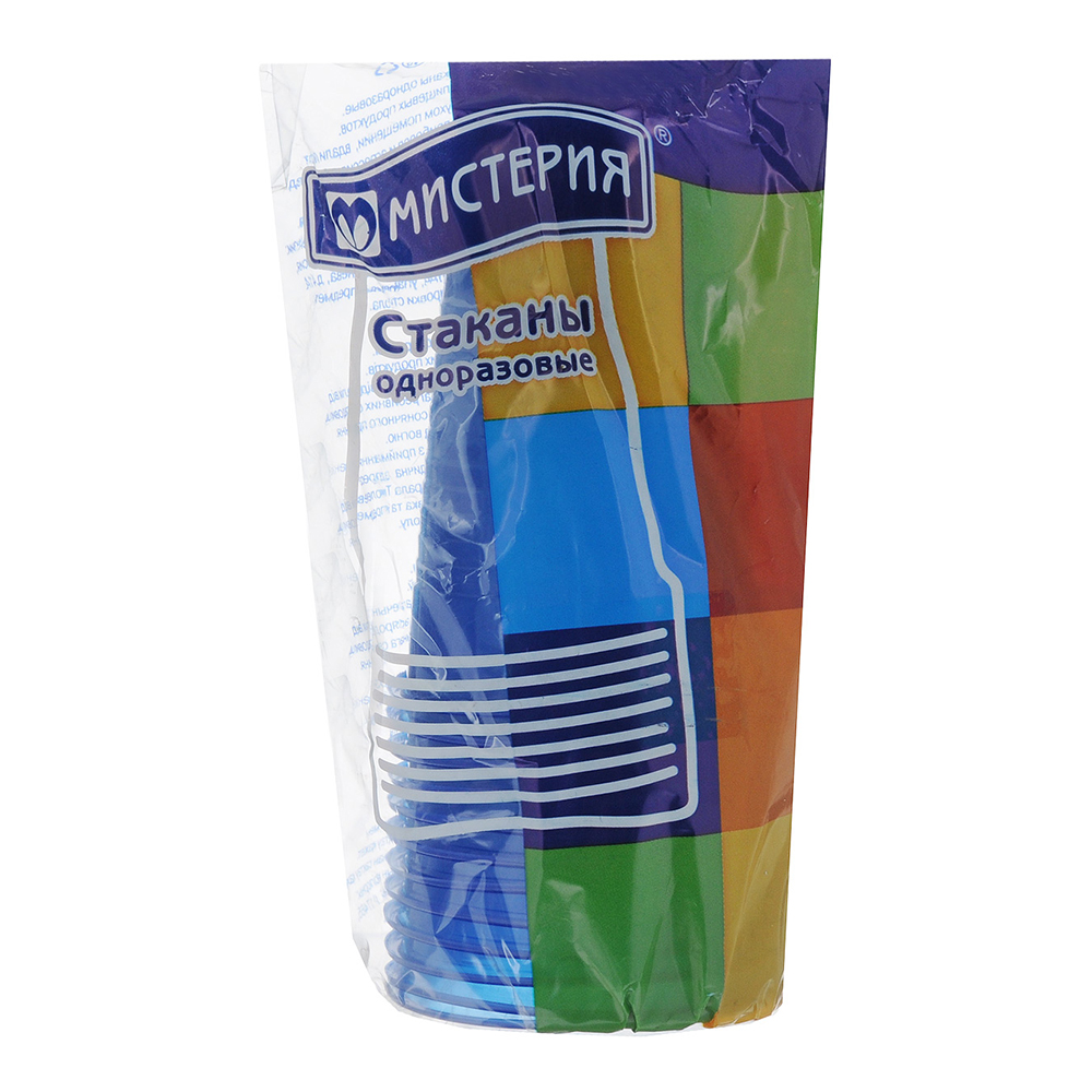картинка Одноразовая посуда стакан Мистерия 181380 0,2 л, полипропилен, синий, 12 шт 