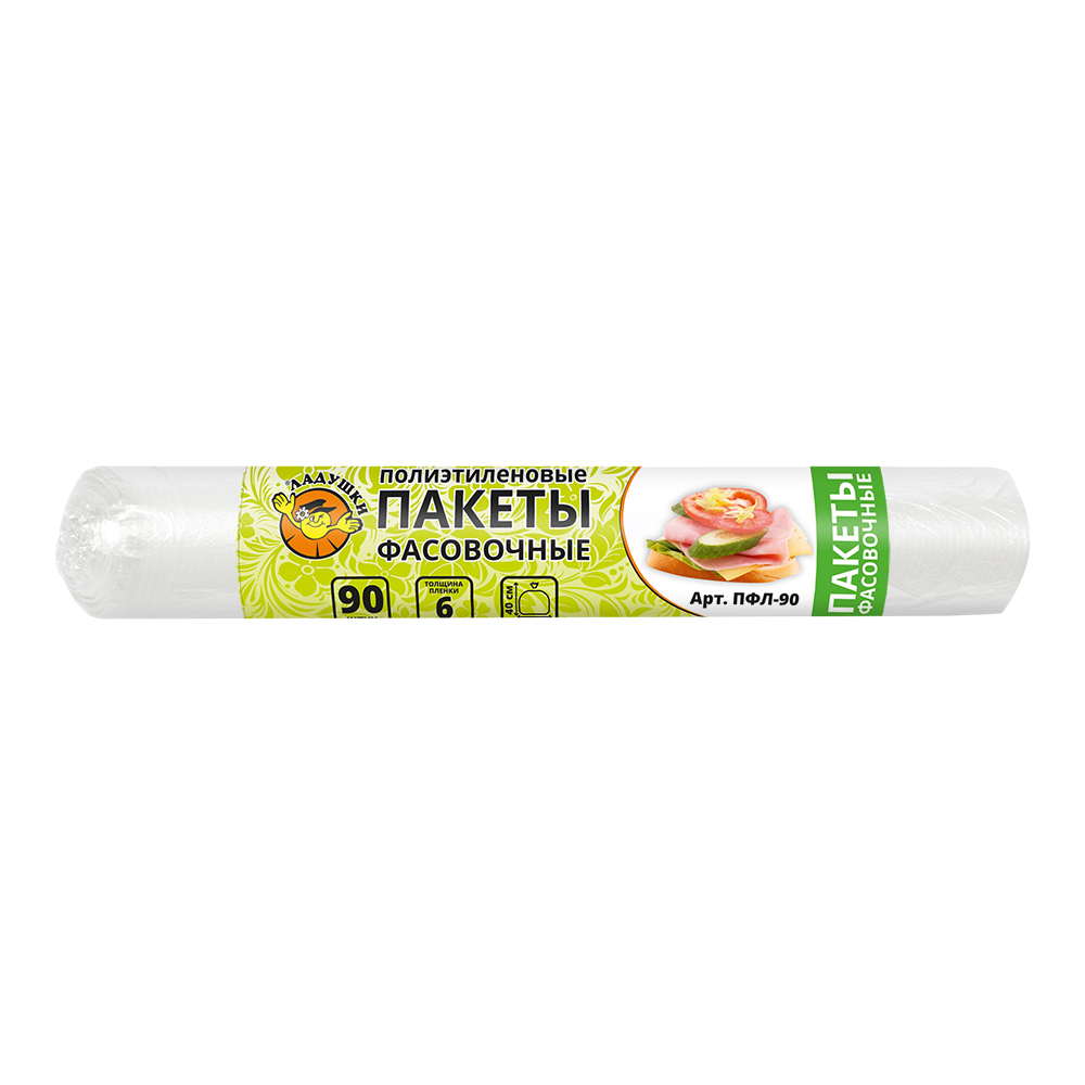 картинка Пакеты фасовочные Ладушки ПФЛ-90 полиэтиленовые, 29*40 см, 90 шт 