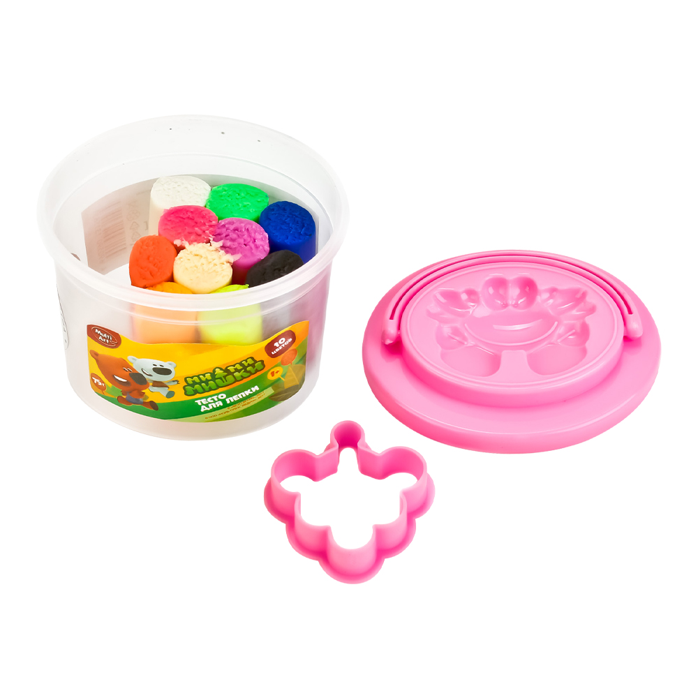 картинка Тесто для лепки MultiArt 75101-MIMI в ведре, Ми-ми-мишки, в ассортименте, 10 цветов 