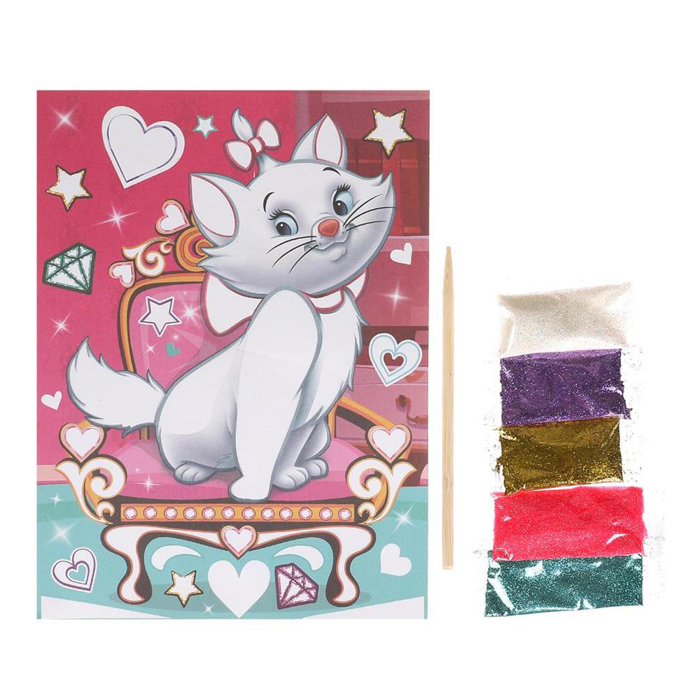 картинка Аппликация SANDGL-112387 из песка, с глиттером Милая кошечка, 17*23 см 