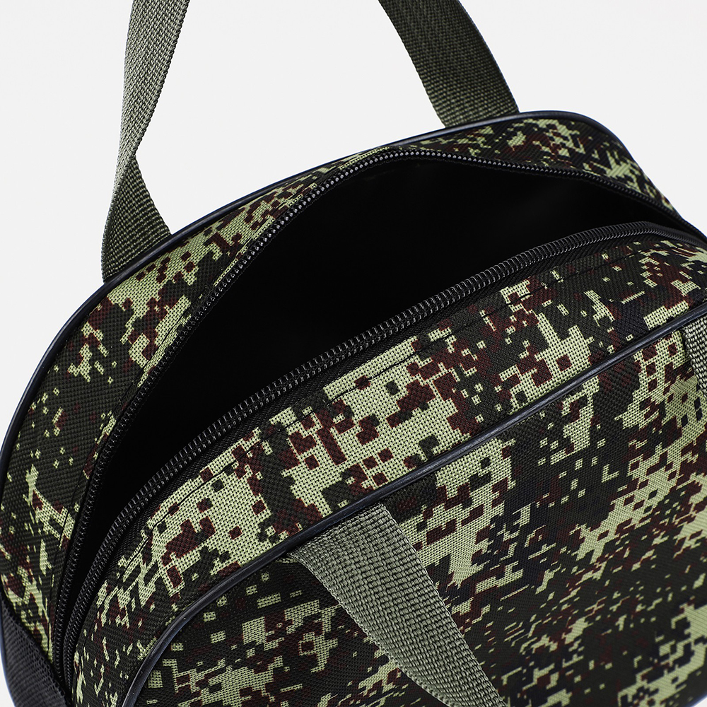 картинка Косметичка 9668196 на молнии, с ручками 26*10*20 см, полиэстер, зелёный, камуфляж 