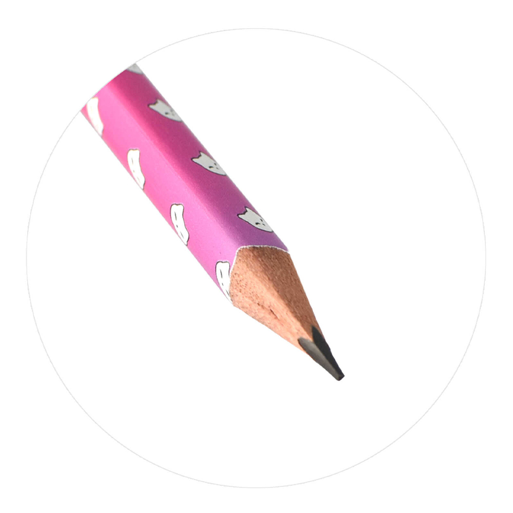 Карандаш чернографитный Феникс 67813 Котики и смайлы HB,трехгранный,светлое дерево,заточен,с ластиком