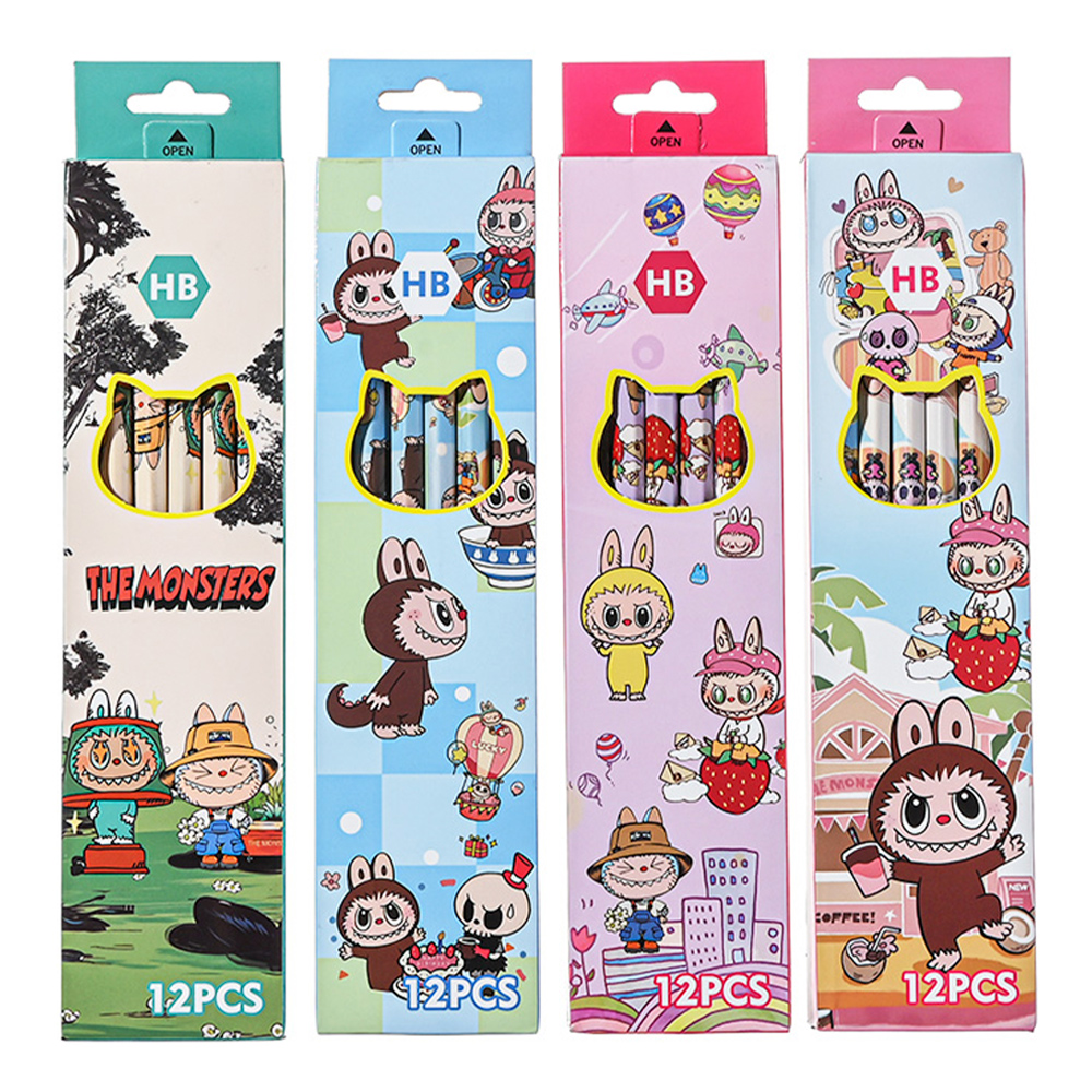 Карандаш чернографитовый M-7125 Зубастик чернографитный деревянный НВ, с ластиком