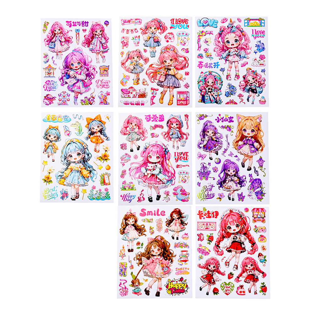 Наклейки M-8565 Куклы, 9 дизайнов 18*22 см