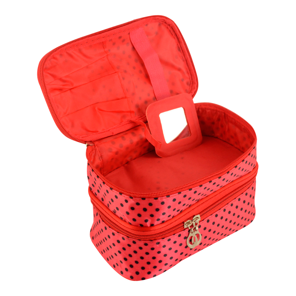 картинка Косметичка сундучок 2 яруса 20*11.5*13.5 см, атласная ткань, цвет в ассортименте 