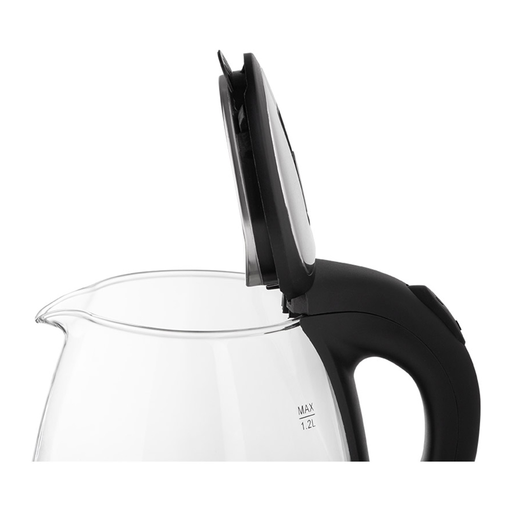 Чайник электрический Homestar 106462 HS-1052, стекло, черный, 1,2 л