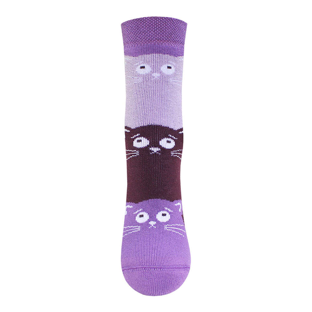 Носки детские для девочек Брестские 14С3060 256 махровые рисунок кошки, размер 19-20, цвет лиловый
