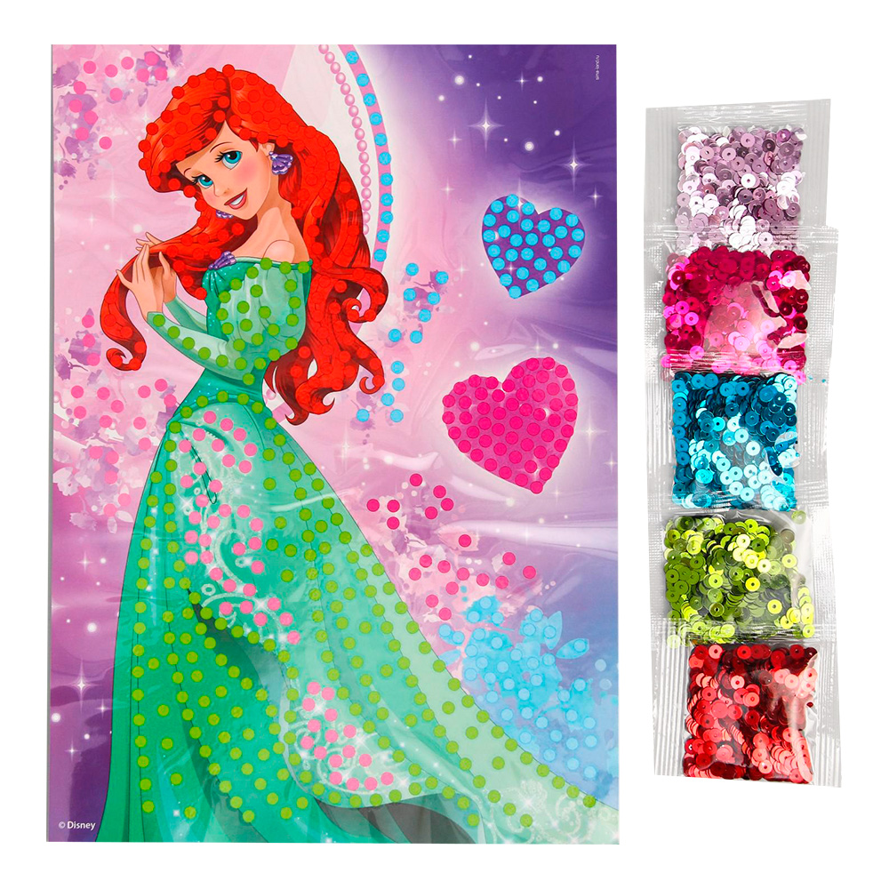 картинка Картина из пайеток 5395296 Принцесса Ариэль, 5 цветов 