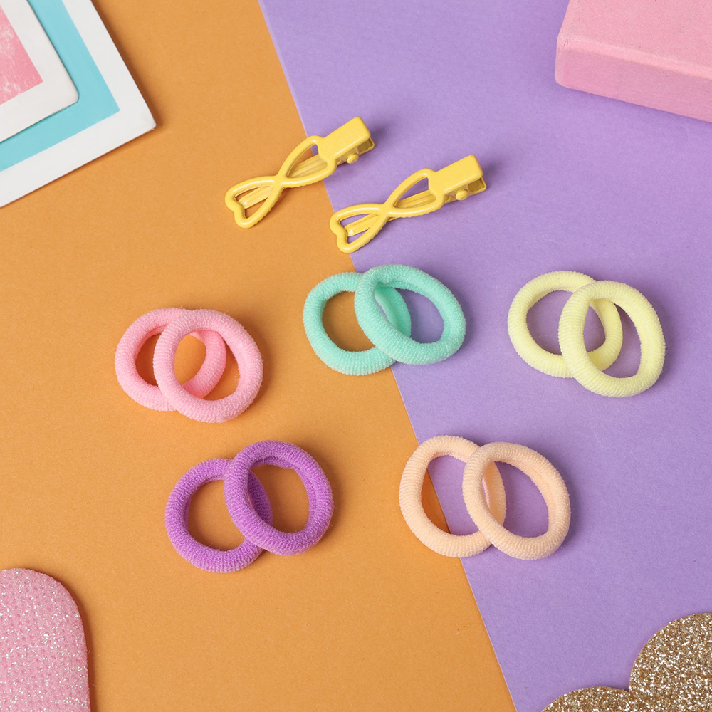 картинка Набор для волос Выбражулька 10309438 Карамель (10 резинок + 2 зажима) сердечки, жёлтый, в ассортименте 