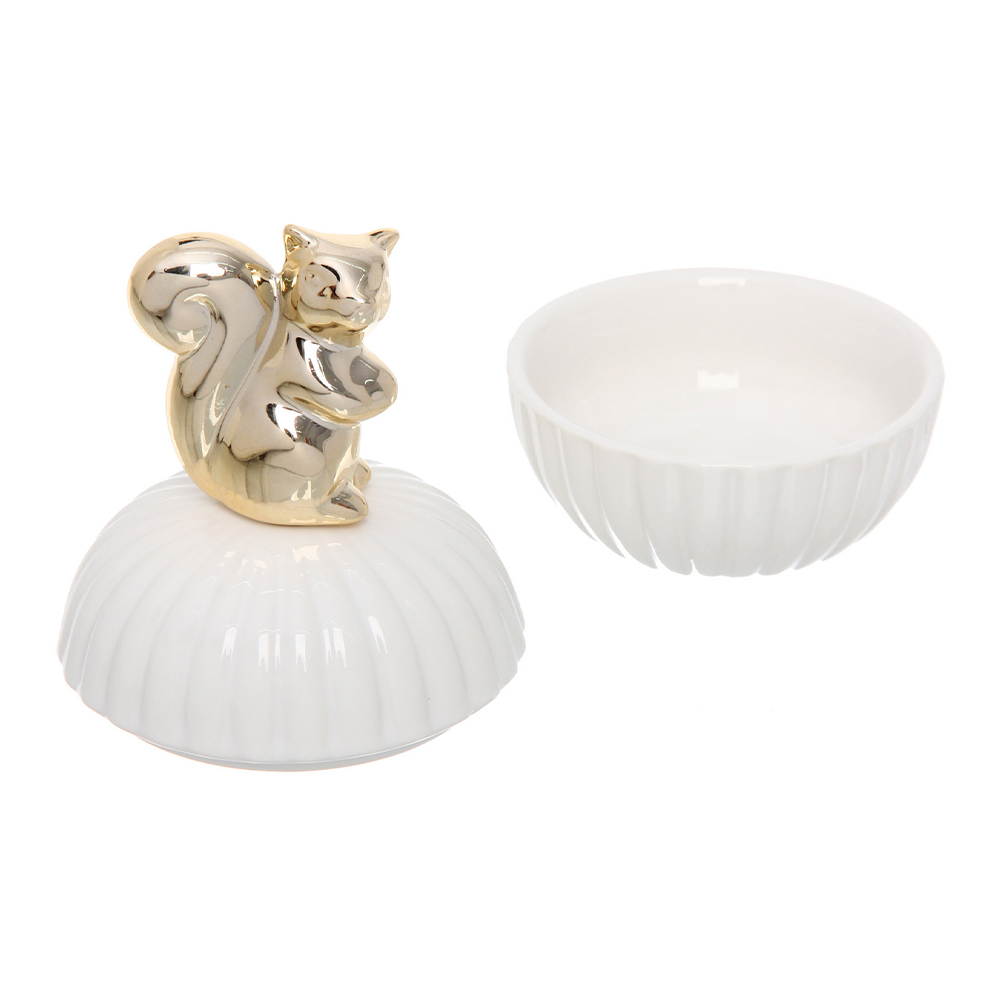 картинка Шкатулка 616-679 керамическая GOLD Podarok белочка 11*9*3 см, белый 