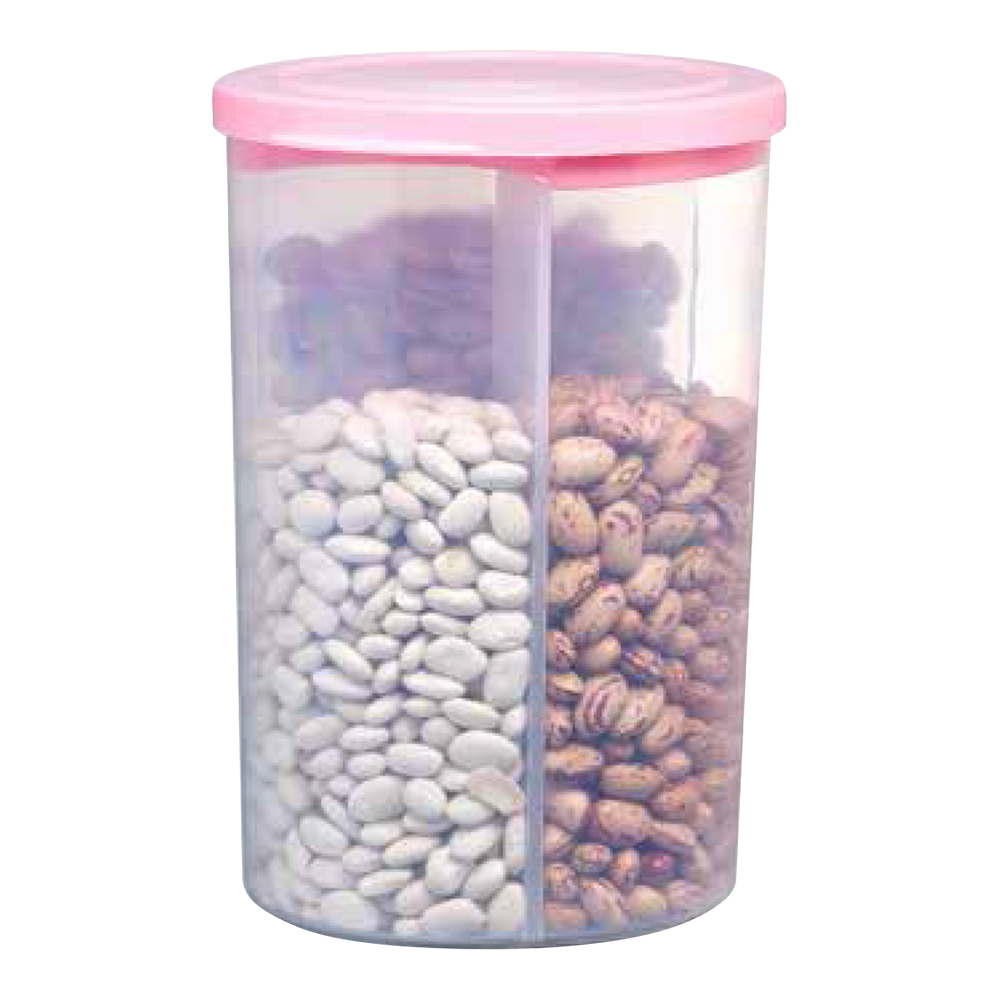 картинка Банка для сыпучих продуктов G-285 разделенный контейнер 3 отдела, полистирол и термопластичный эластомер, прозрачный, 1,5 л 