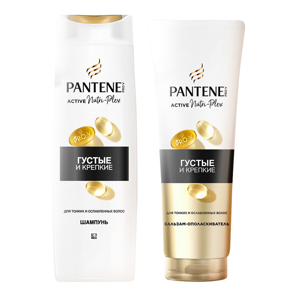 картинка Набор подарочный Pantene Pro-V Густые и крепкие (шампунь 250 мл + бальзам-ополаскиватель 180 мл ), женский 