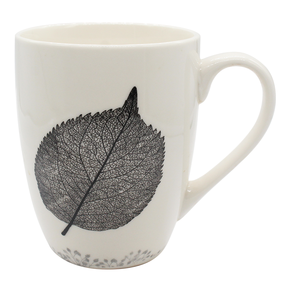 Кружка керамическая KKR-174 Птицы, деревья, черно-белый, 340 мл