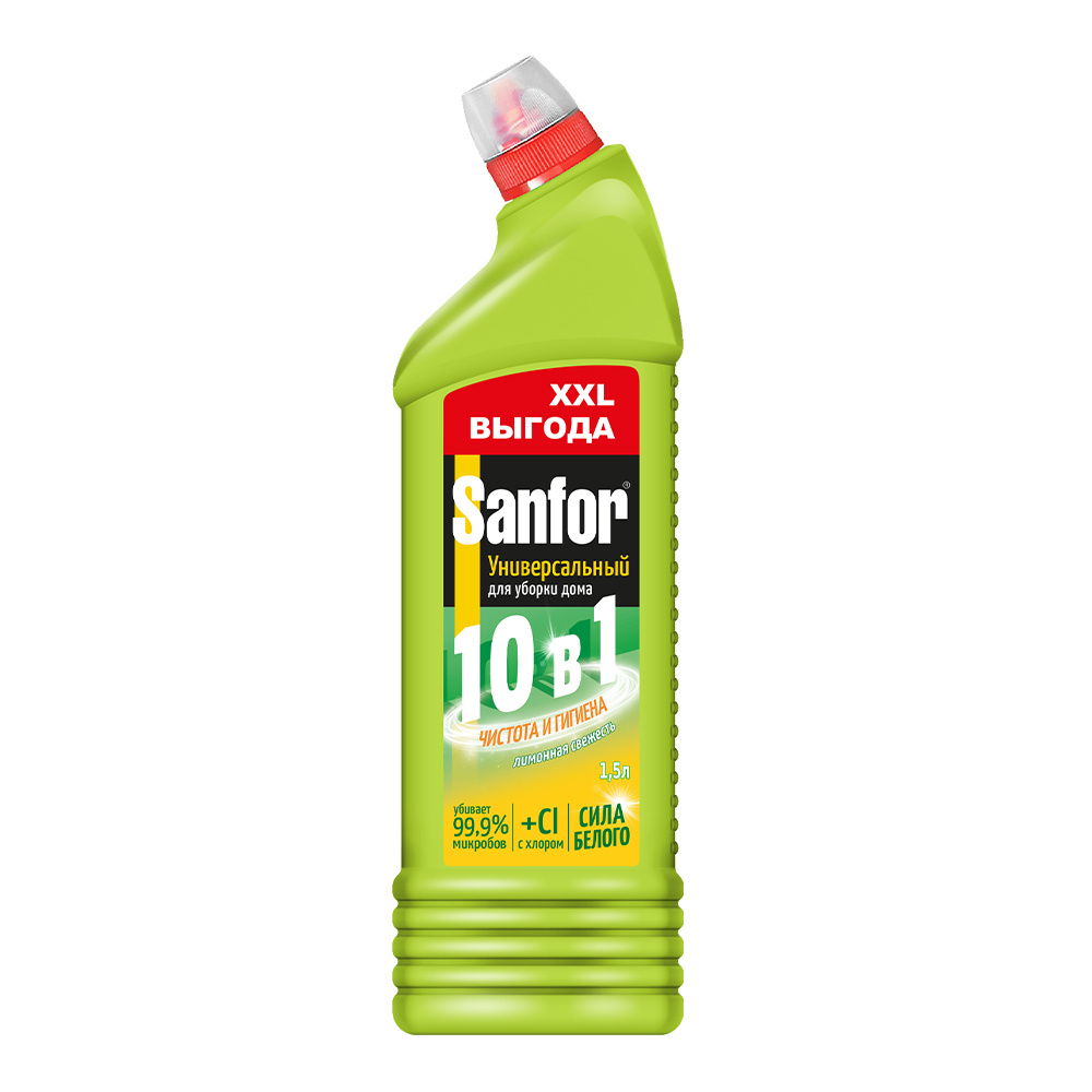 картинка Чистящее средство Sanfor Универсальное, Лимонная свежесть, флакон, 1,5 л 