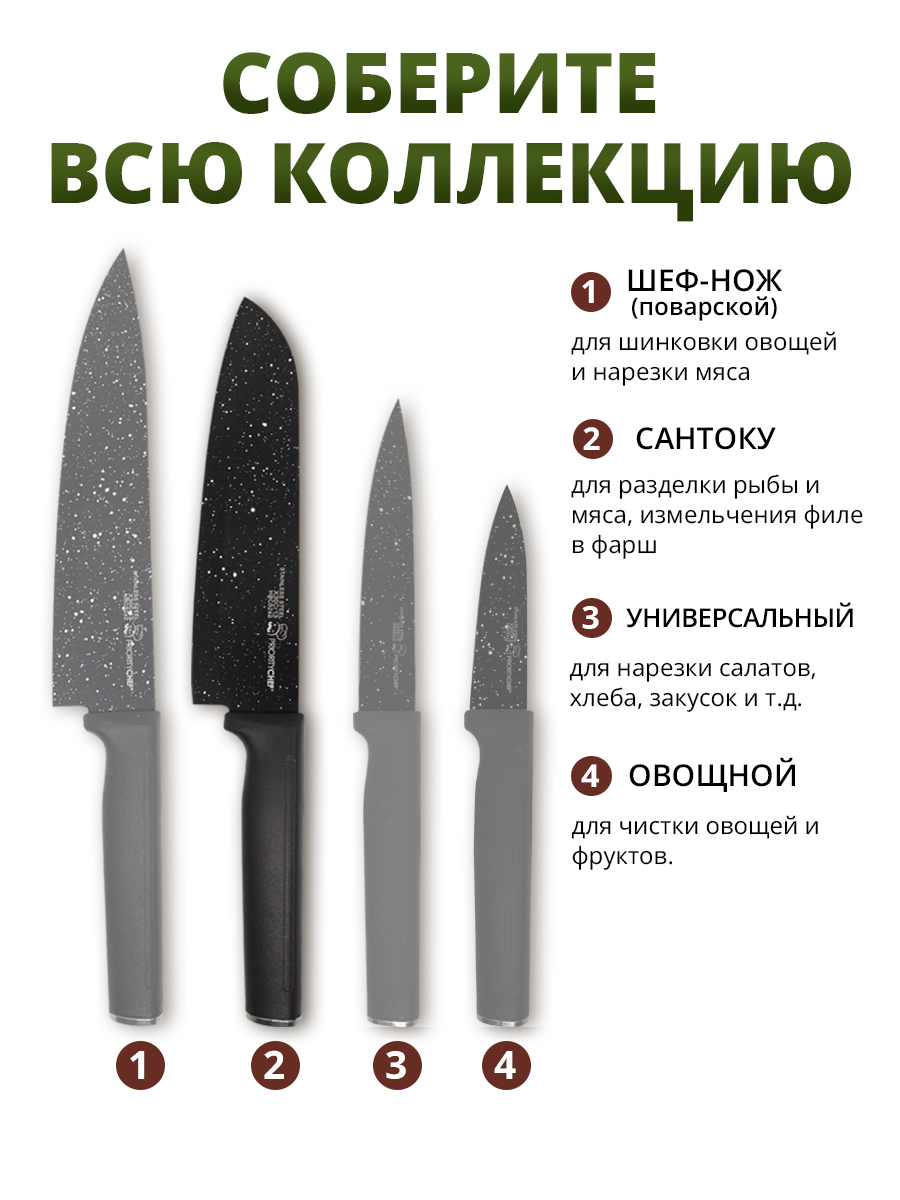 картинка Нож кухонный NKB-04 универсальный, нержавеющая сталь, 30 см 