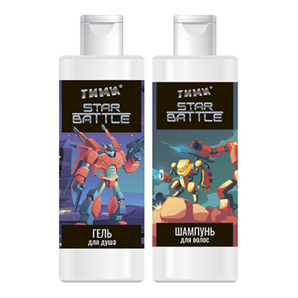 картинка Набор подарочный Compliment №1184 Star battle с ароматом арбуза (шампунь 200 мл + гель для душа 200 мл + расписание) 