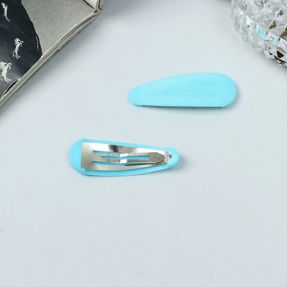 картинка Зажим для волос Queen fair 10105091 блеск сплошной, голубой, 2 шт 5 см 