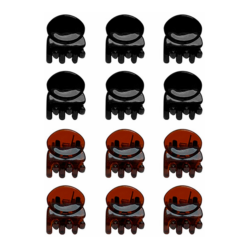 картинка Краб для волос 457026 Monte Vita 0,8 см, черный, коричневый, 12 шт 