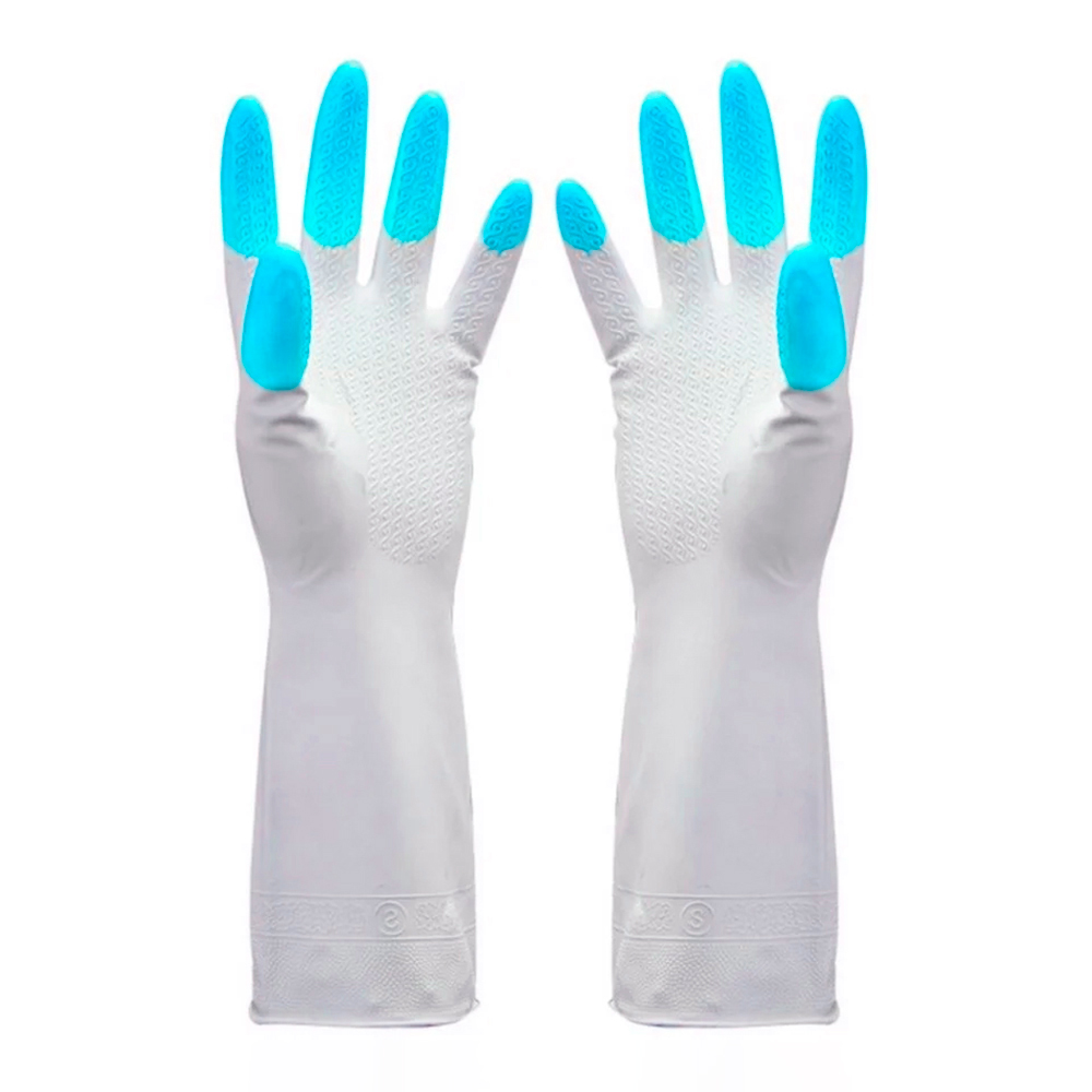 Перчатки виниловые Komfi хозяйственные PVHCLR3, 3 цвета в одной коробке, L