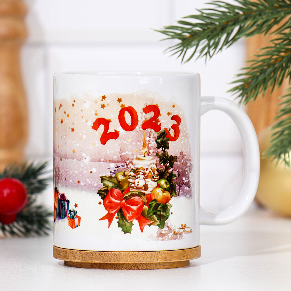 Кружка керамическая Дорого внимание9149784 Кролики 2023. С новым годом!, 320 мл