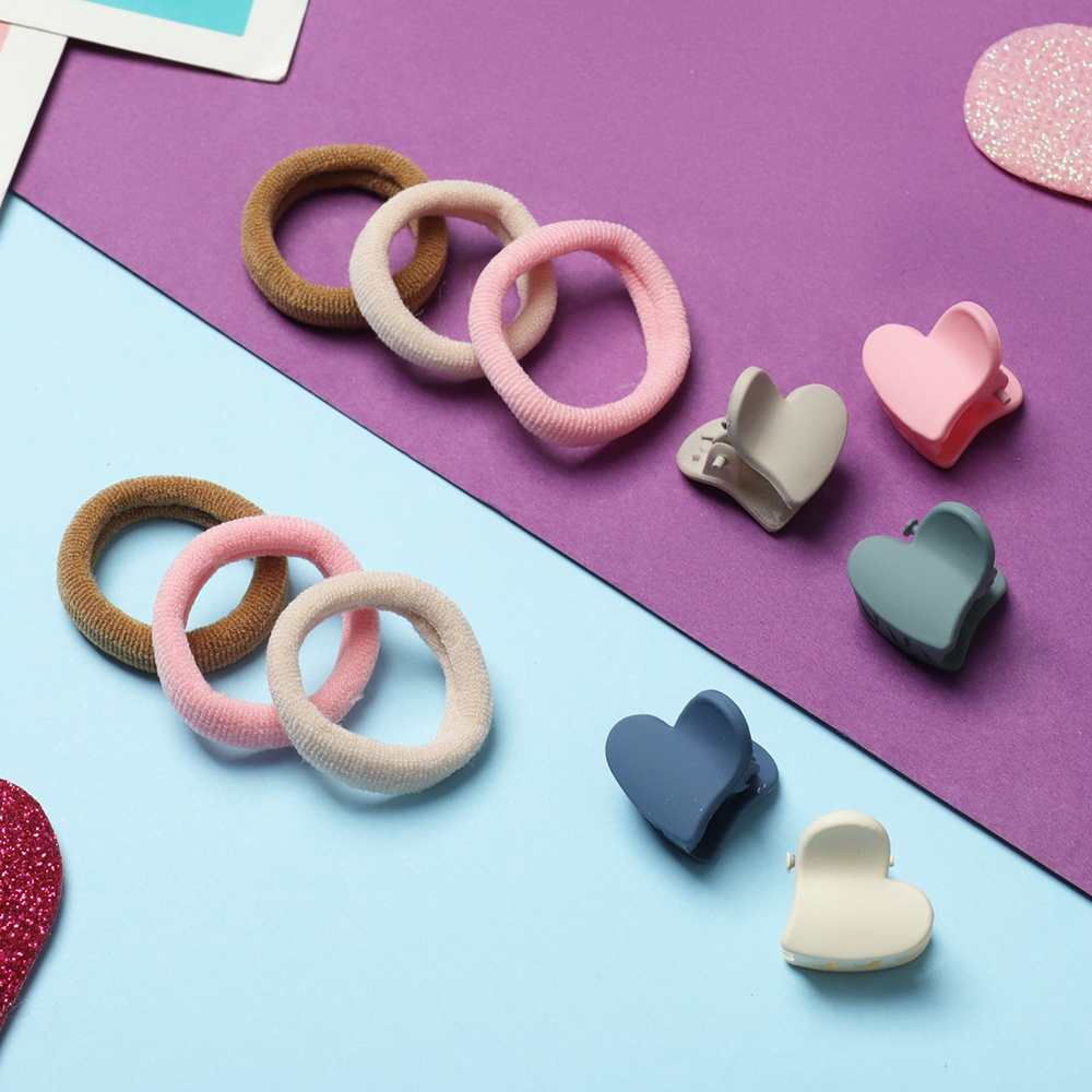 картинка Набор для волос Выбражулька Солнышко, 10 крабиков сердца + 6 резинок, 16 шт 