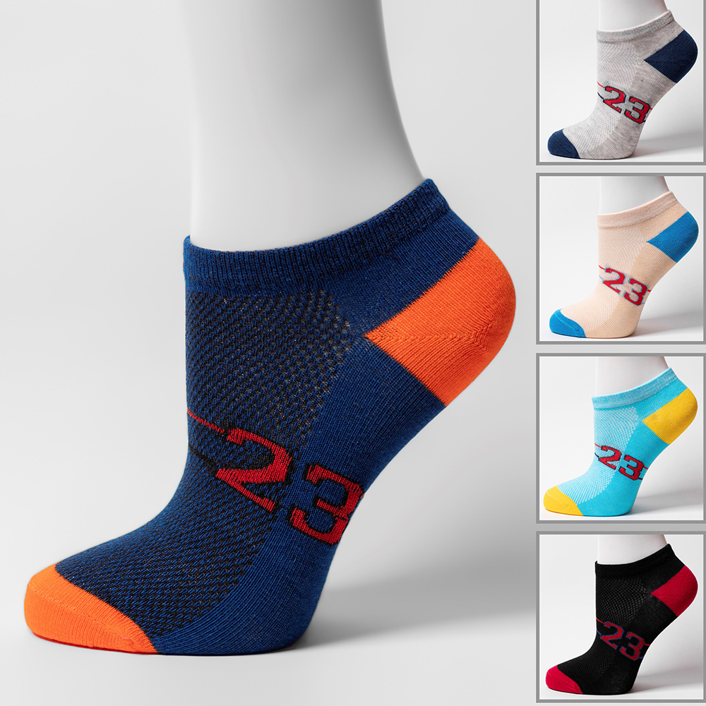 Носки детские для мальчиков Oemen NA3012 с контрастной пяткой, мыском и принтом цифры, размер 14-18, в ассортименте