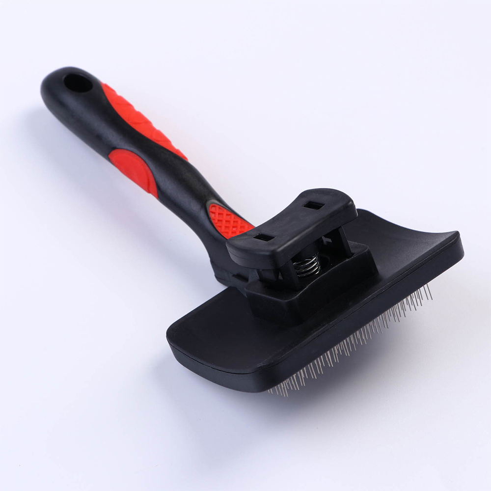 картинка Пуходерка для животных Пижон 7437904 с самоочисткой,без капель,черно-красная 8,5*15,5см 