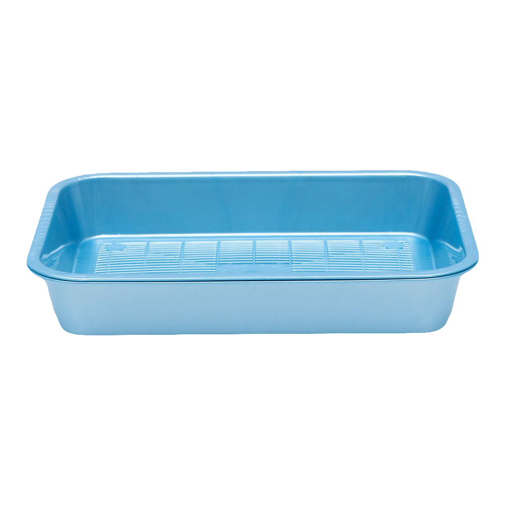 картинка Лоток для кошек 7306246 с бортом,с сеткой36*26*6,5см голубой перламутровый 