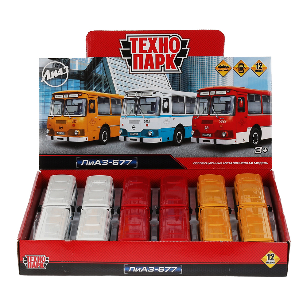 картинка Машина SB-16-57-DB Технопарк Автобус, инерционная, 15 см, металл, в ассортименте 