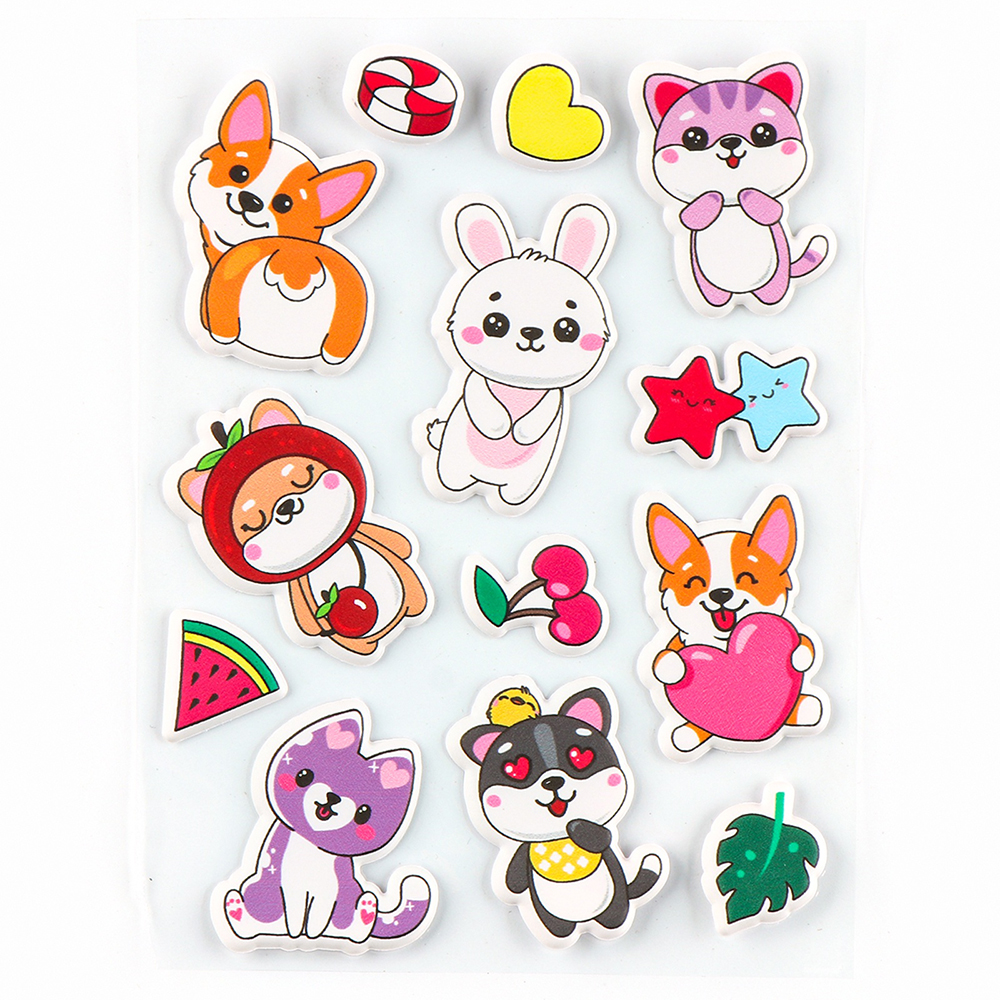 Наклейки 10334292 объёмные Зверушки, наклейки для декора, 13 шт