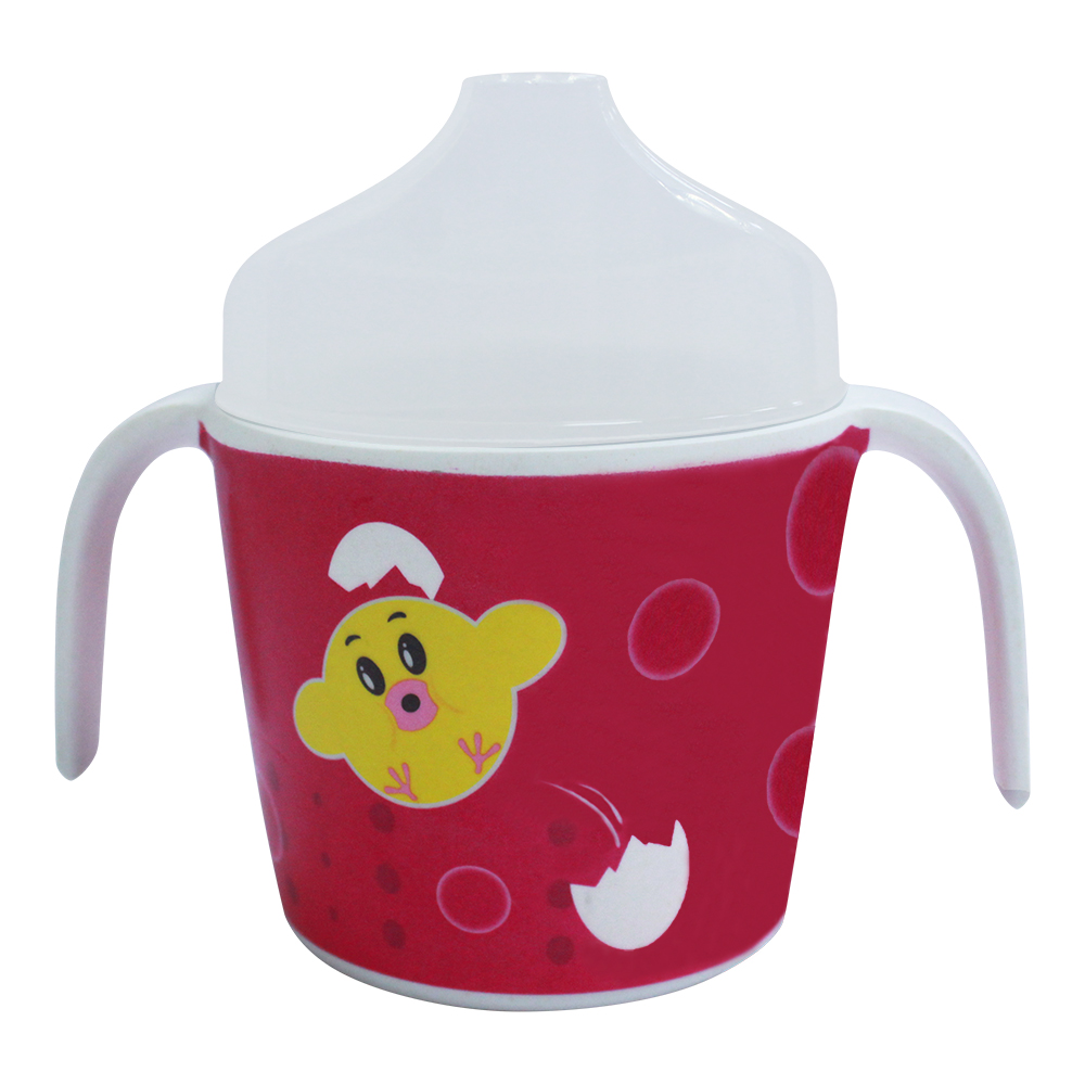 Поильник PDB-03 с крышкой детский Животные 12*7,8*10,6 см, бамбуковое волокно, пластик, в ассортименте, 180 мл