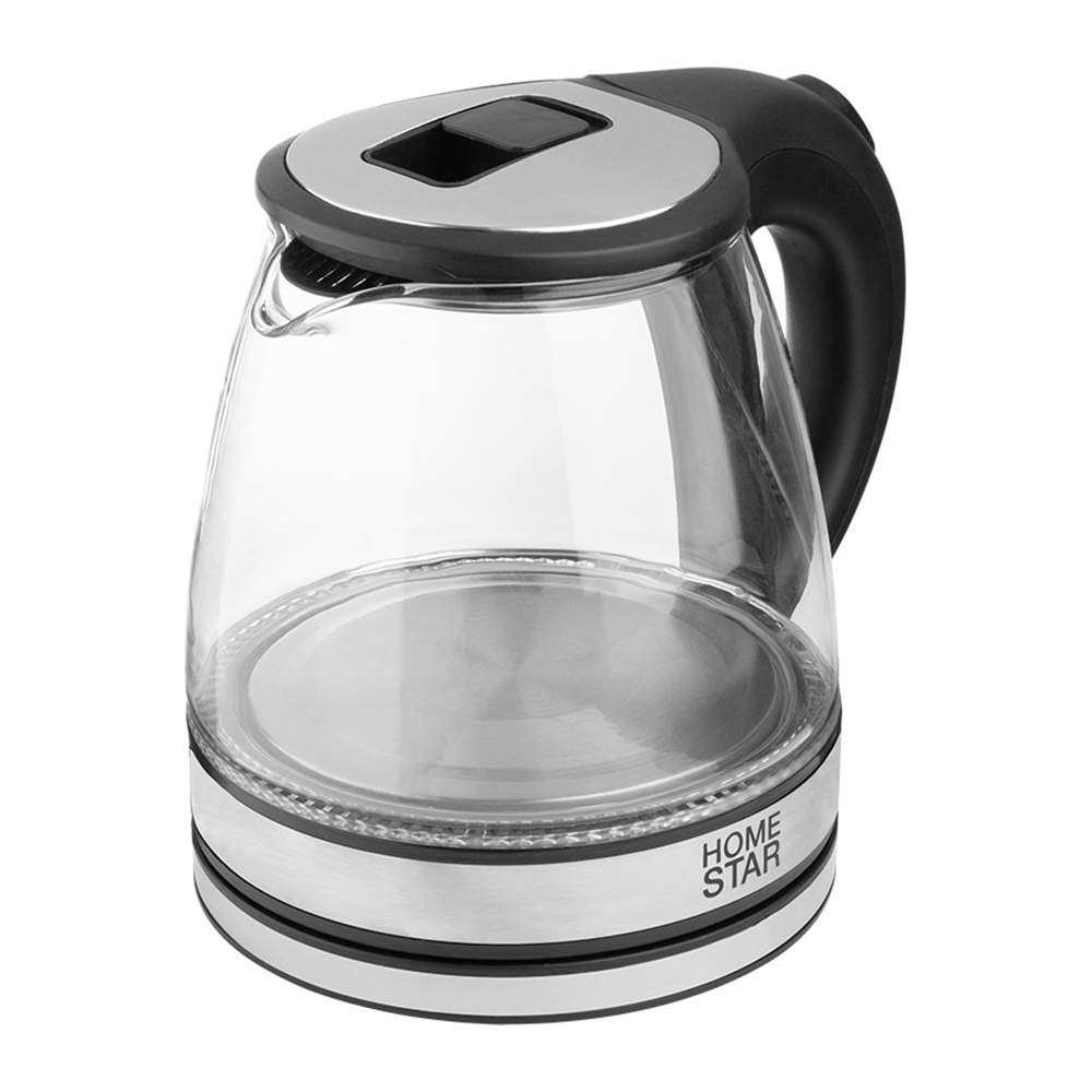 Чайник электрический Homestar 106462 HS-1052, стекло, черный, 1,2 л
