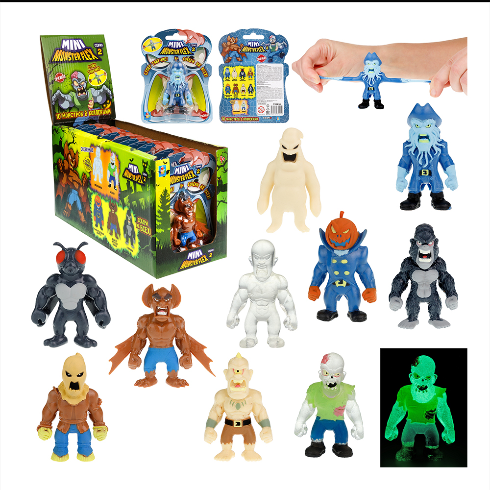 картинка Игрушка Т23838 MONSTER FLEX мини,тянущаяся фигурка, 7 см в ассортименте 