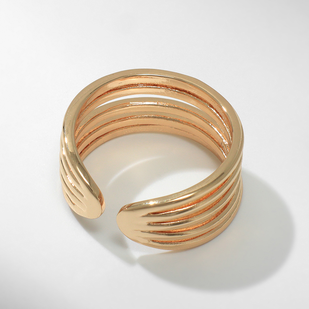 Бижутерия Queen Fair 10472105 Кольцо металл Тренд три полосы, безразмерное, медь, золото