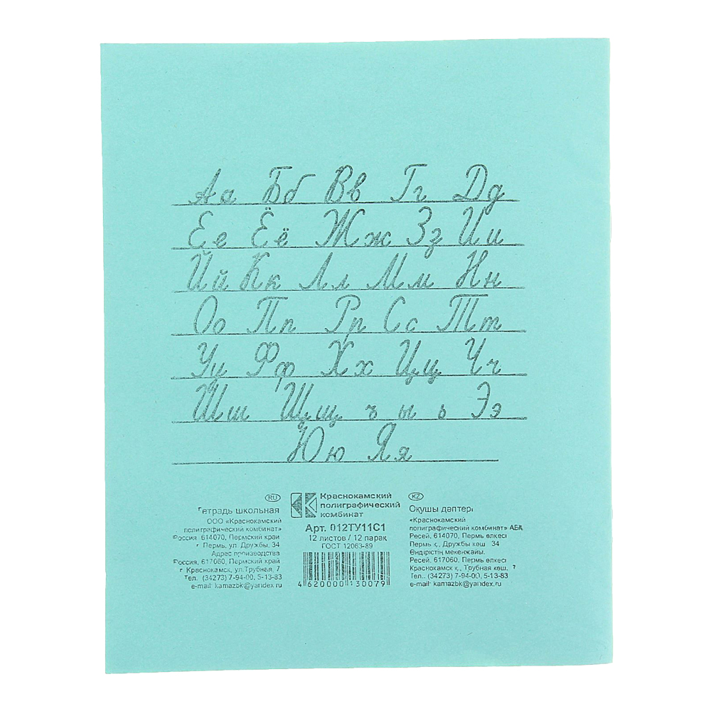 Тетрадь 689079 Тетрадь 12 листов линейка Зелёная обложка