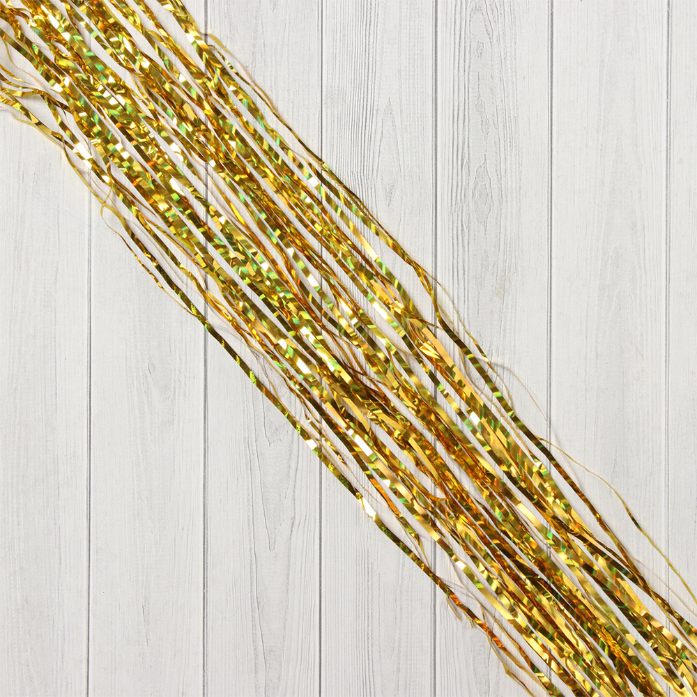 Новогодний Дождик 10480468 Мерцание полос,цвет золотой,материал:фольга, b-9см, 1,5 м
