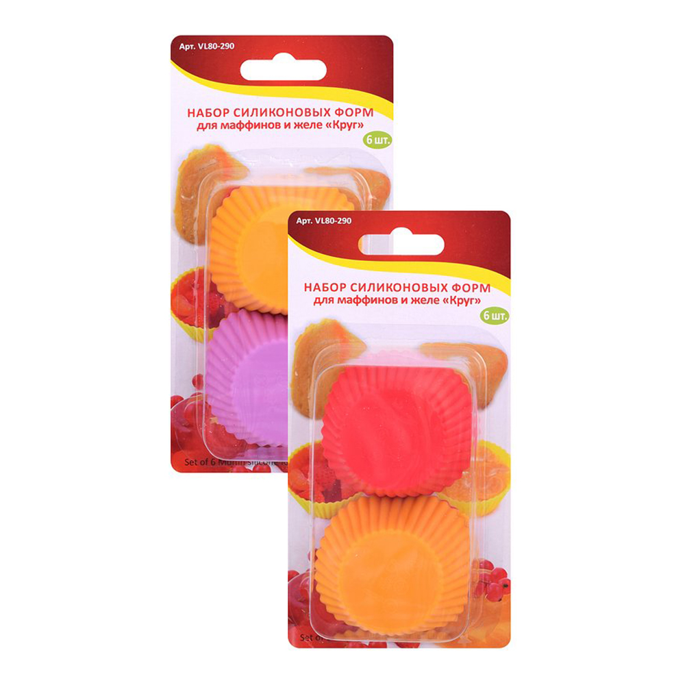 Форма для запекания Мультидом VL80-290 маффинов и желе Круг, 6,5*3 см, силикон, 6 шт