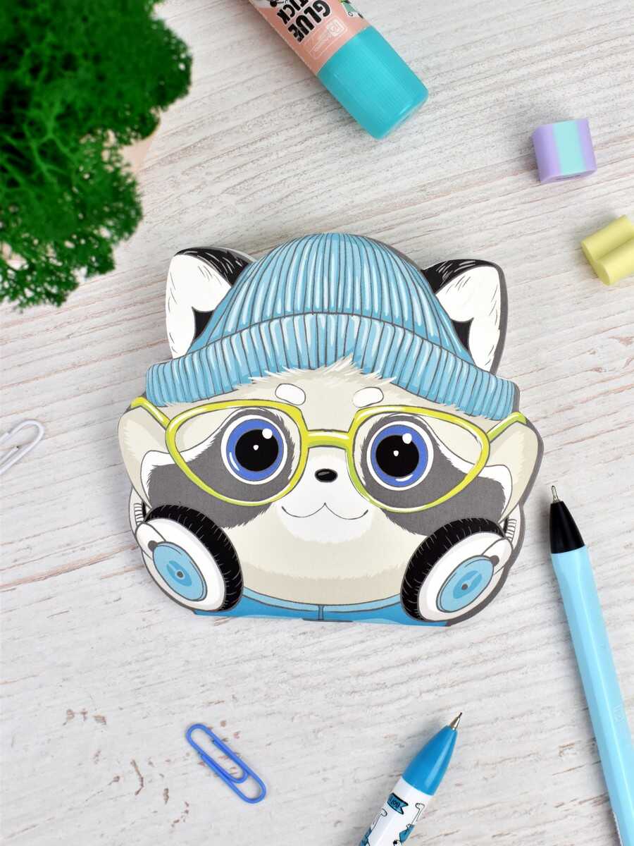 Блокнот Феникс 67598 Модный енот, фигурная вырубка, 120*117мм, 30 листов