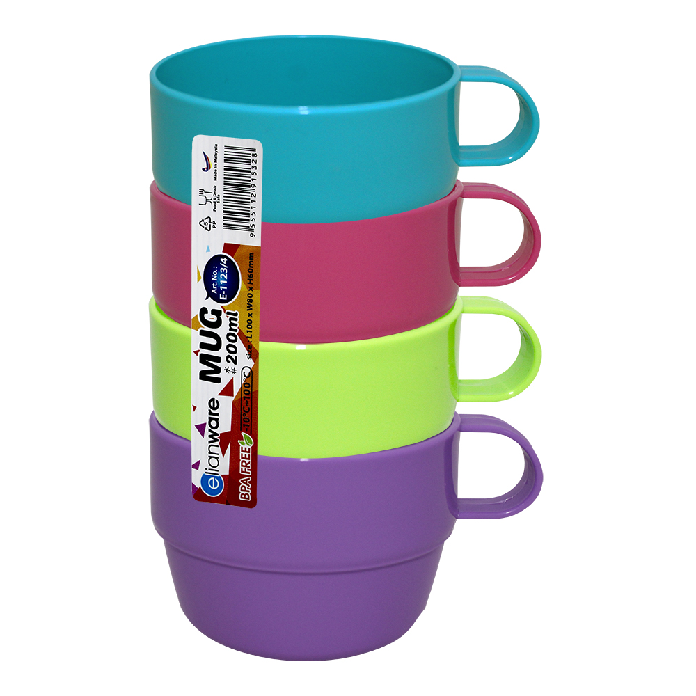 Кружка E-1123/4, пластик, цвет розовый, 200 мл