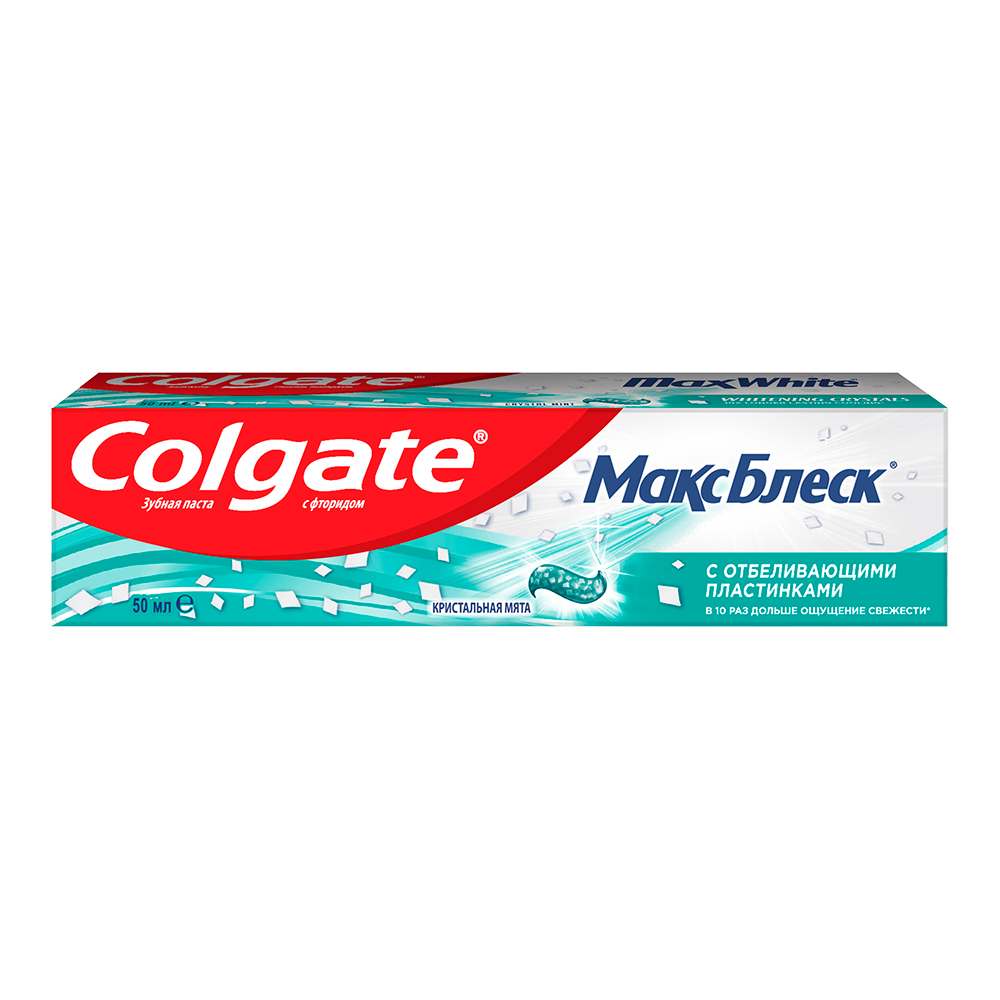 картинка Зубная паста Colgate Макс Блеск с отбеливающими пластинками, 50 мл 