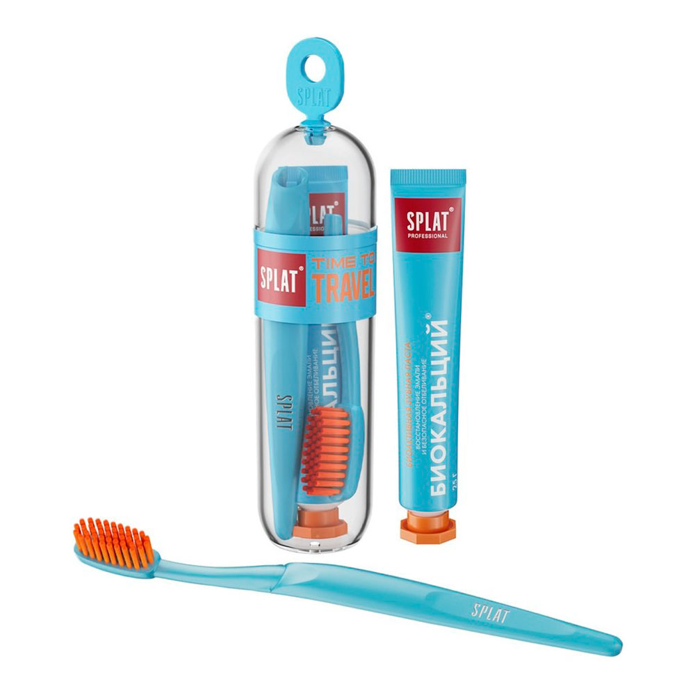 картинка Зубная паста Splat биокальций 25 г + зубная щетка Travels Medium 