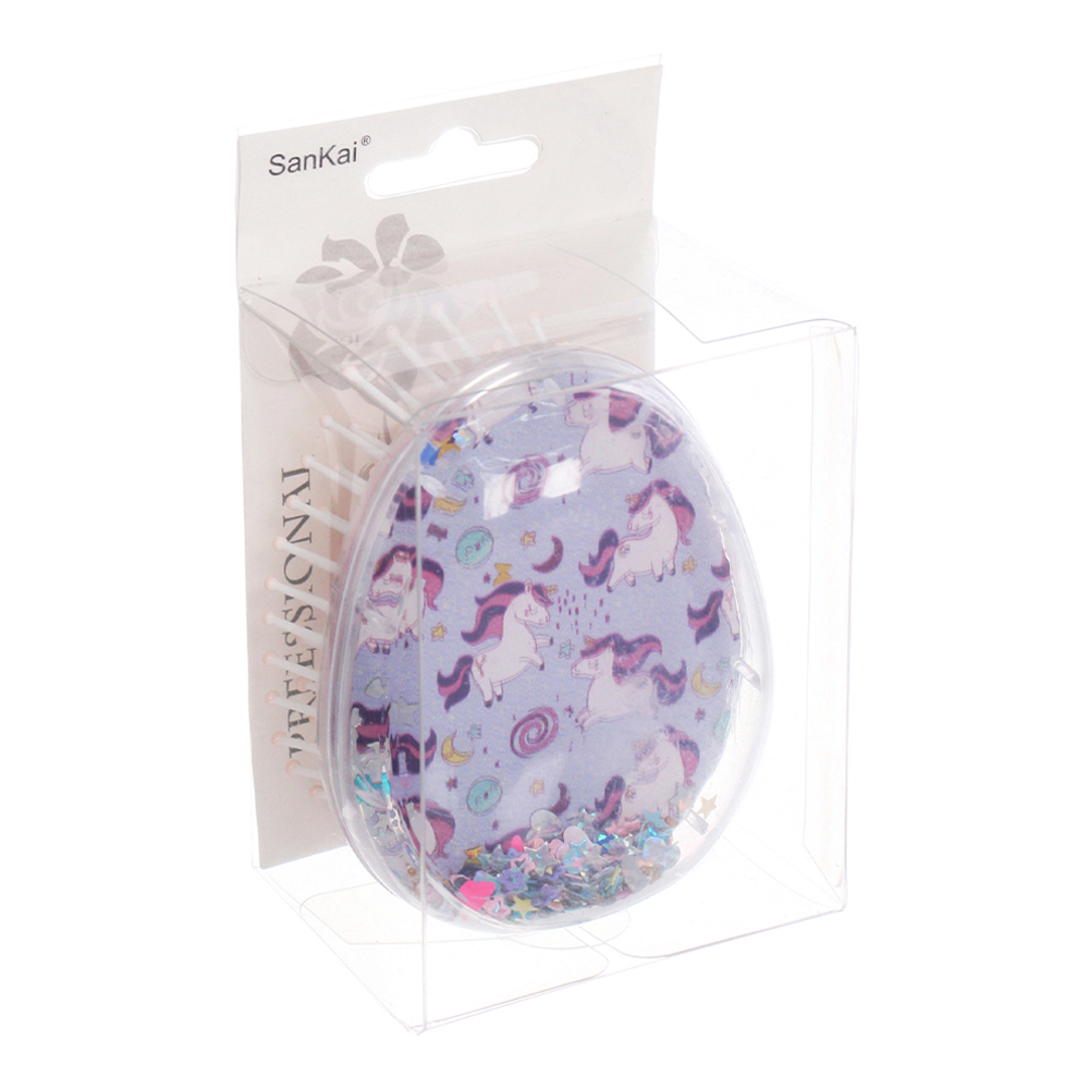 картинка Расческа 215-794 детская, массажная, Тратти Бум Единорожка, 6*9см, фиолетовый 