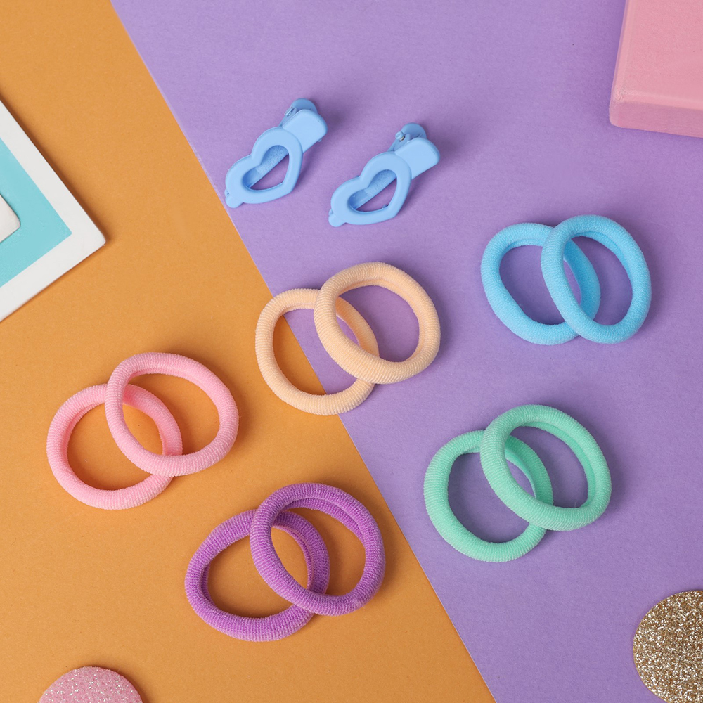 картинка Набор для волос Выбражулька 10309458 Карамель (10 резинок + 2 зажима) сердечки, голубой, в ассортименте 