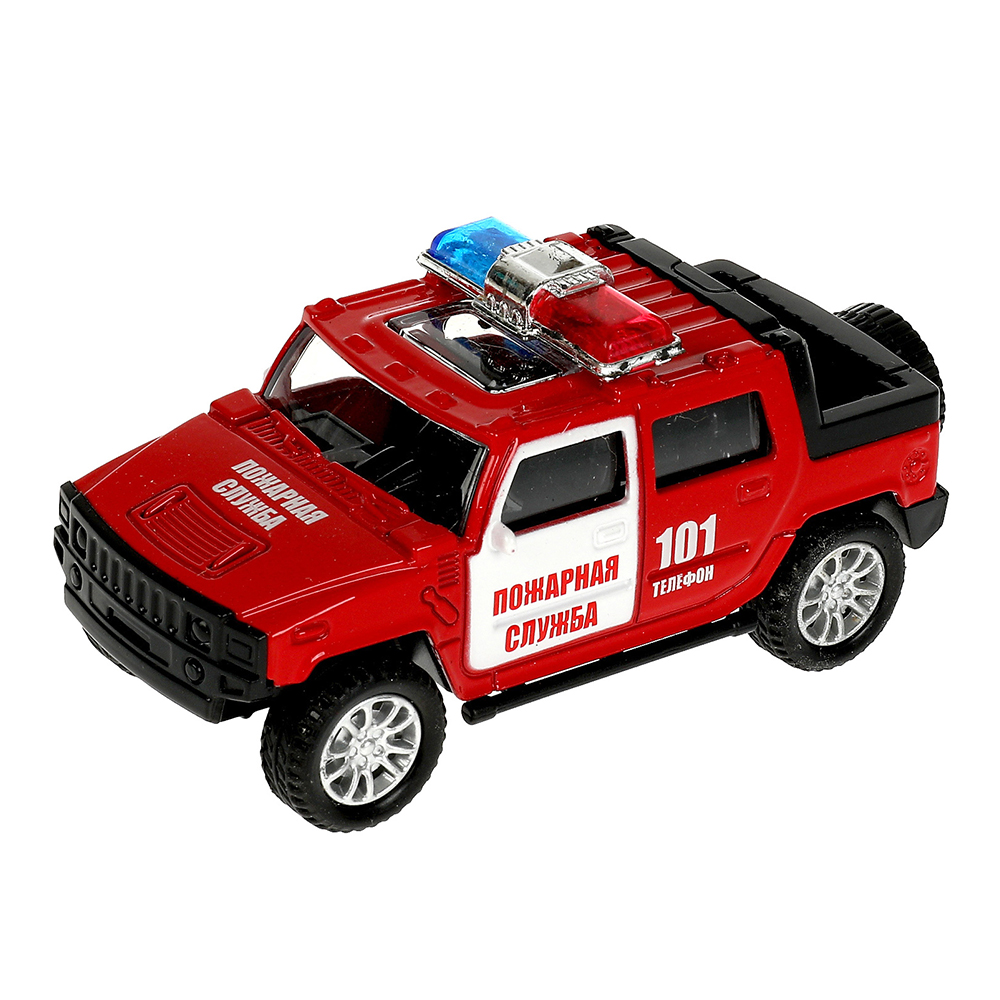 картинка Машина 1911C139-R Технопарк Внедорожник, Пожарная машина, инерционная, 11 см, металл, в ассортименте 