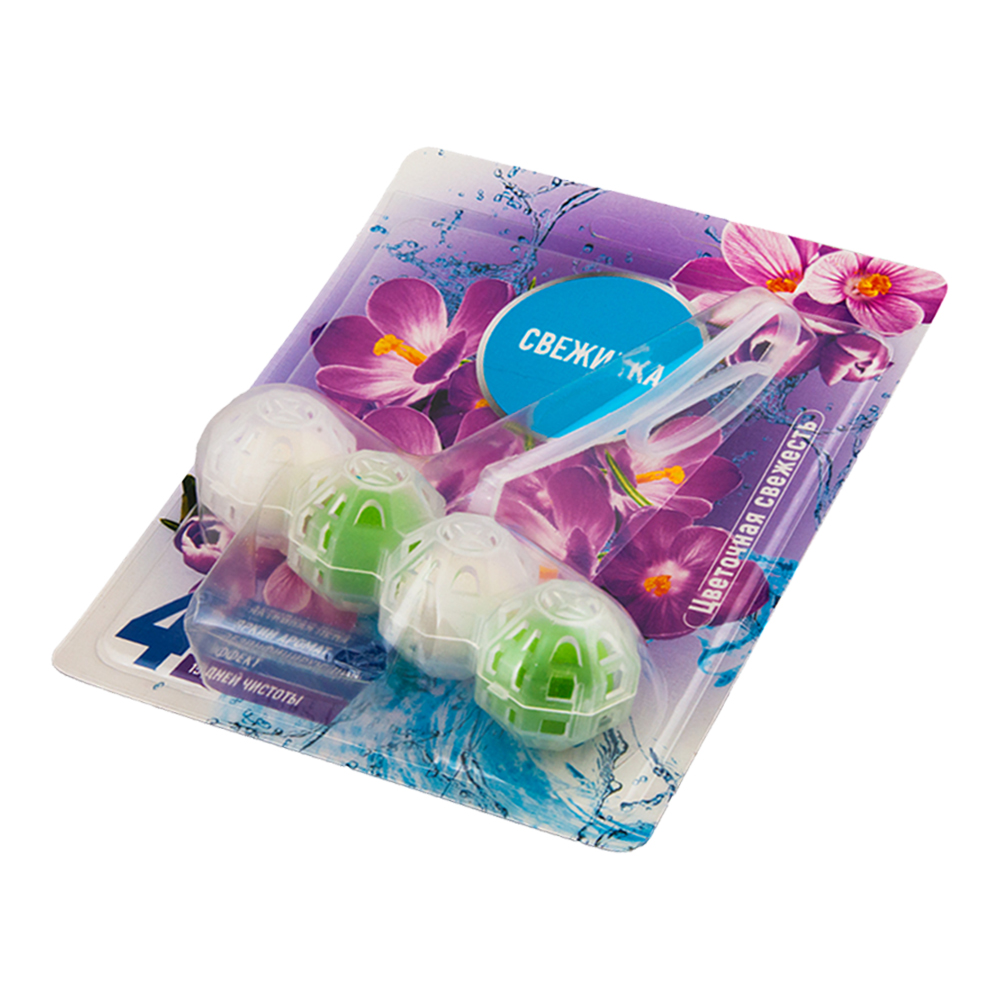 картинка Освежитель для туалета Свежинка Цветочная свежесть, 4 в 1, подвесной, шарики, 50 г 