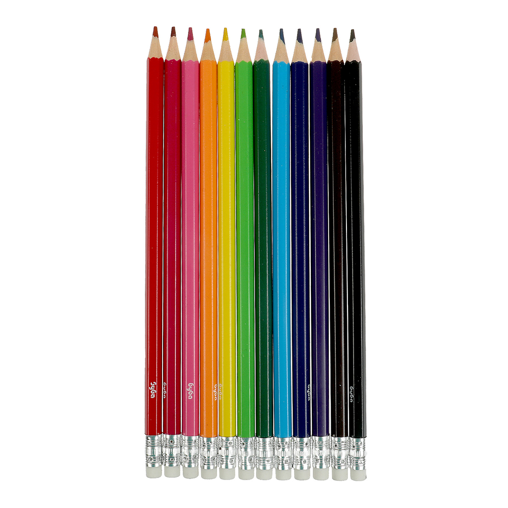 Карандаши цветные Умка CPP12-74820-BU Буба, пластиковые с ластиком, 12 цветов