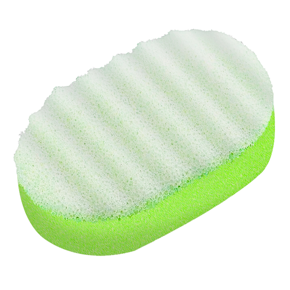 картинка Губка для тела Ладушки ГЛМ-03 с массажным слоем овальная, салатовый 
